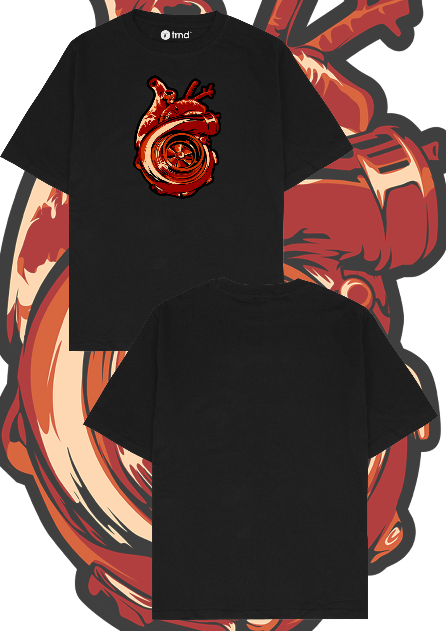 Turbo Heart T-Shirt - Trend Streetwear Car Graphic Tee for Men & Women