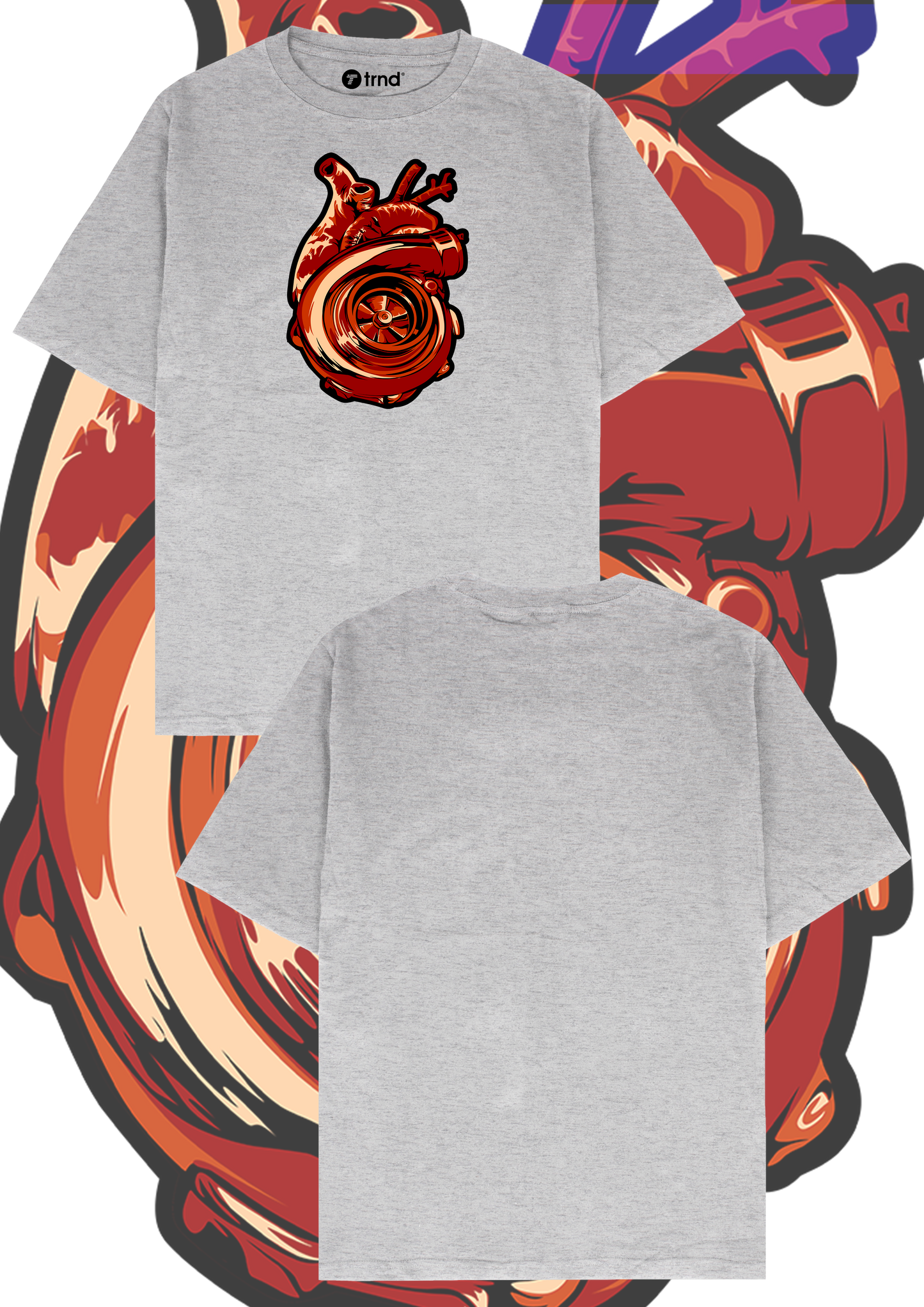 Turbo Heart T-Shirt - Trend Streetwear Car Graphic Tee for Men & Women