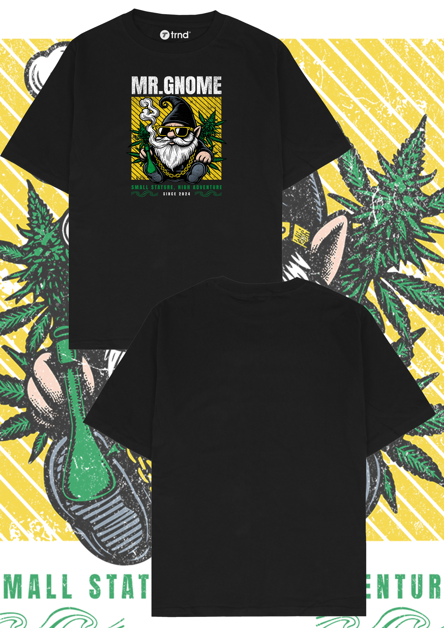 Mr. Gnome T-Shirt - Black Graphic Tee for Cannabis Enthusiasts