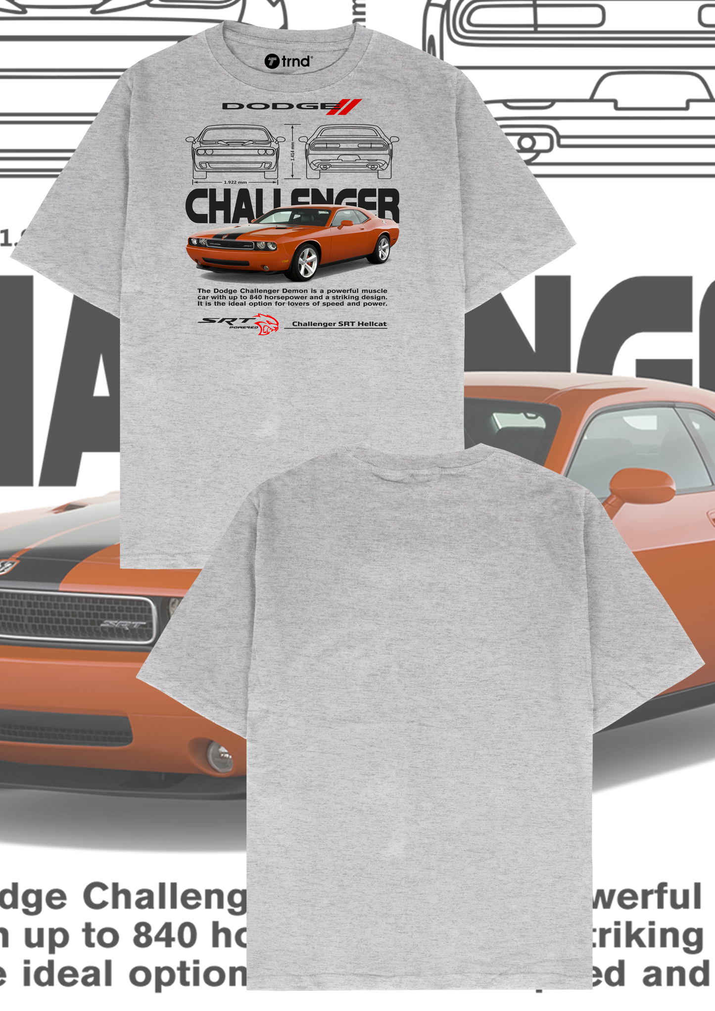 Dodge Challenger SRT T-Shirt - Trend Streetwear Car Graphic Tee