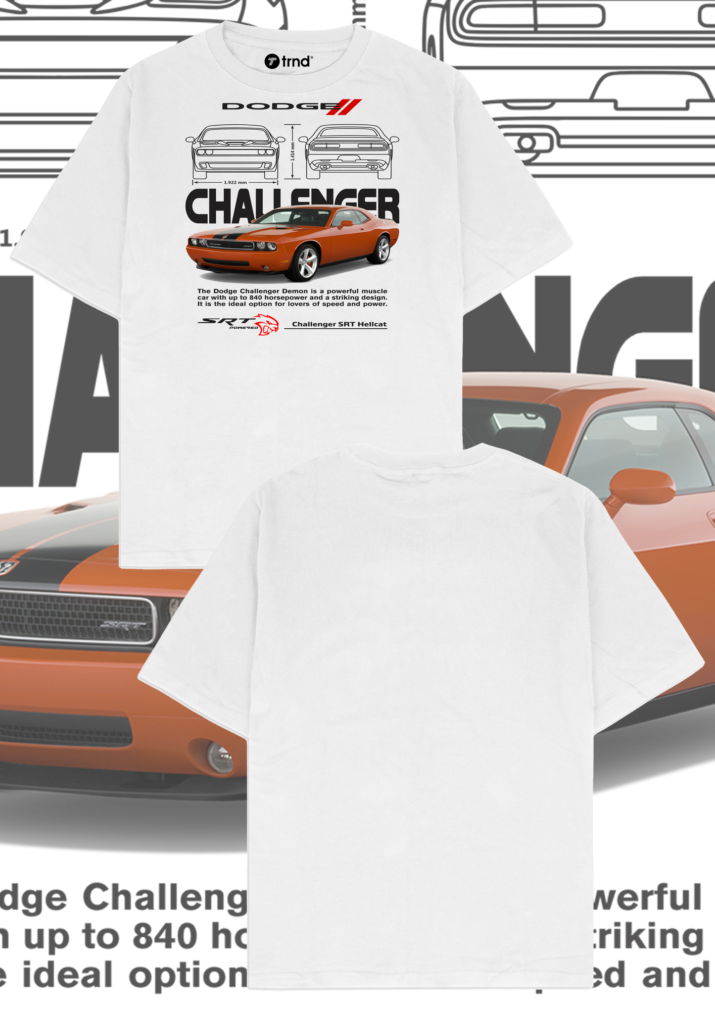 Dodge Challenger SRT T-Shirt - Trend Streetwear Car Graphic Tee