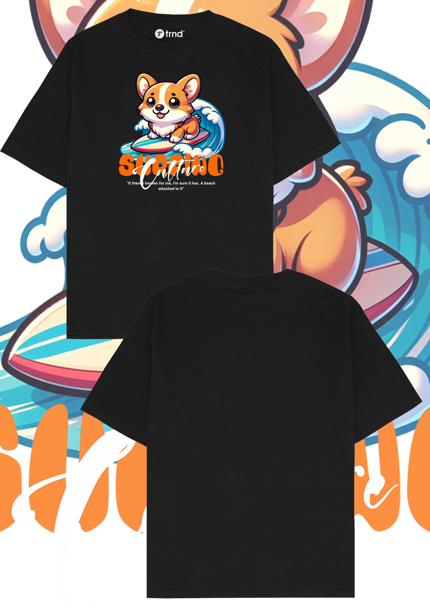 Surf Corgi T-Shirt - Wave Rider Vibes | TRND