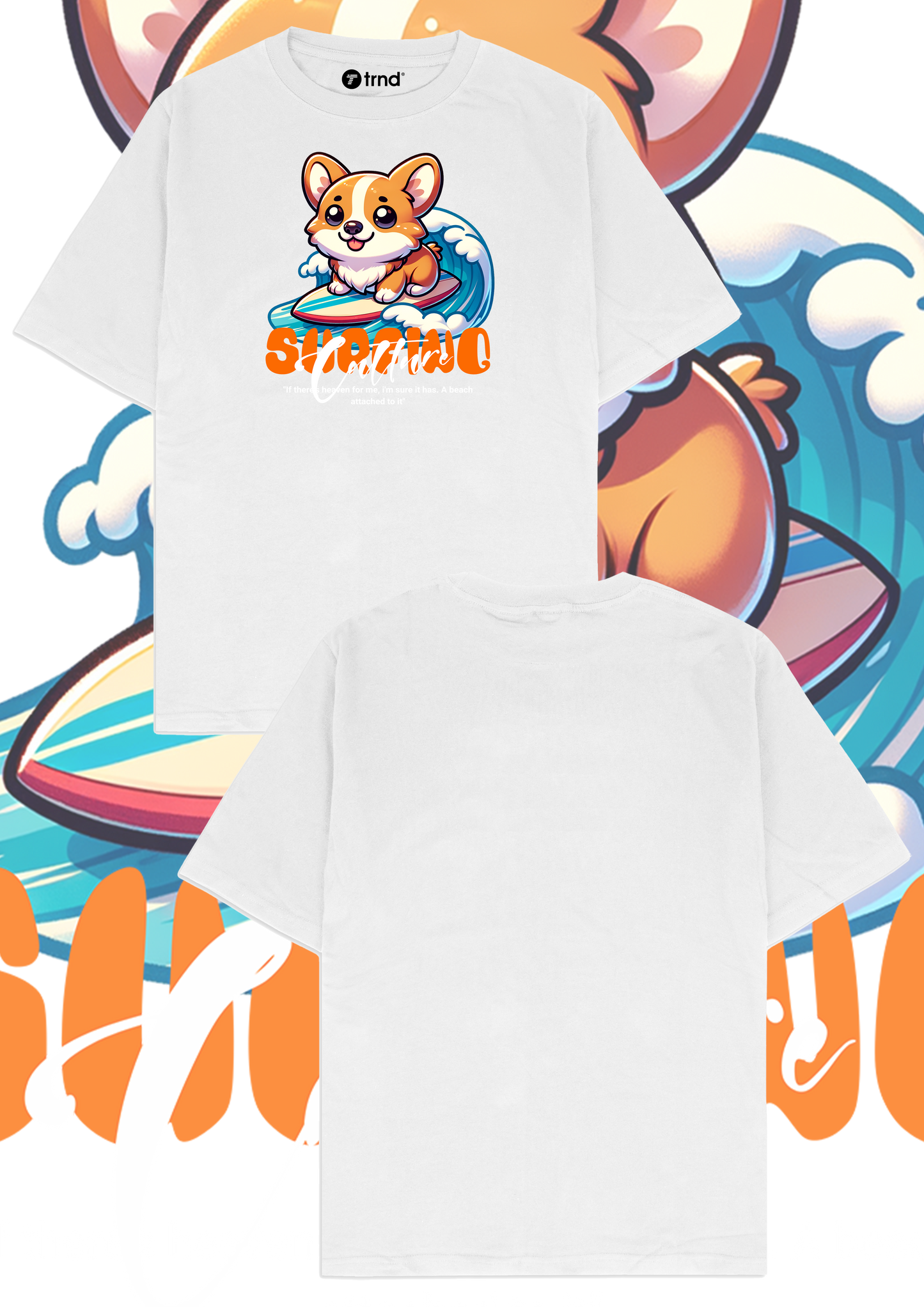 Surf Corgi T-Shirt - Wave Rider Vibes | TRND