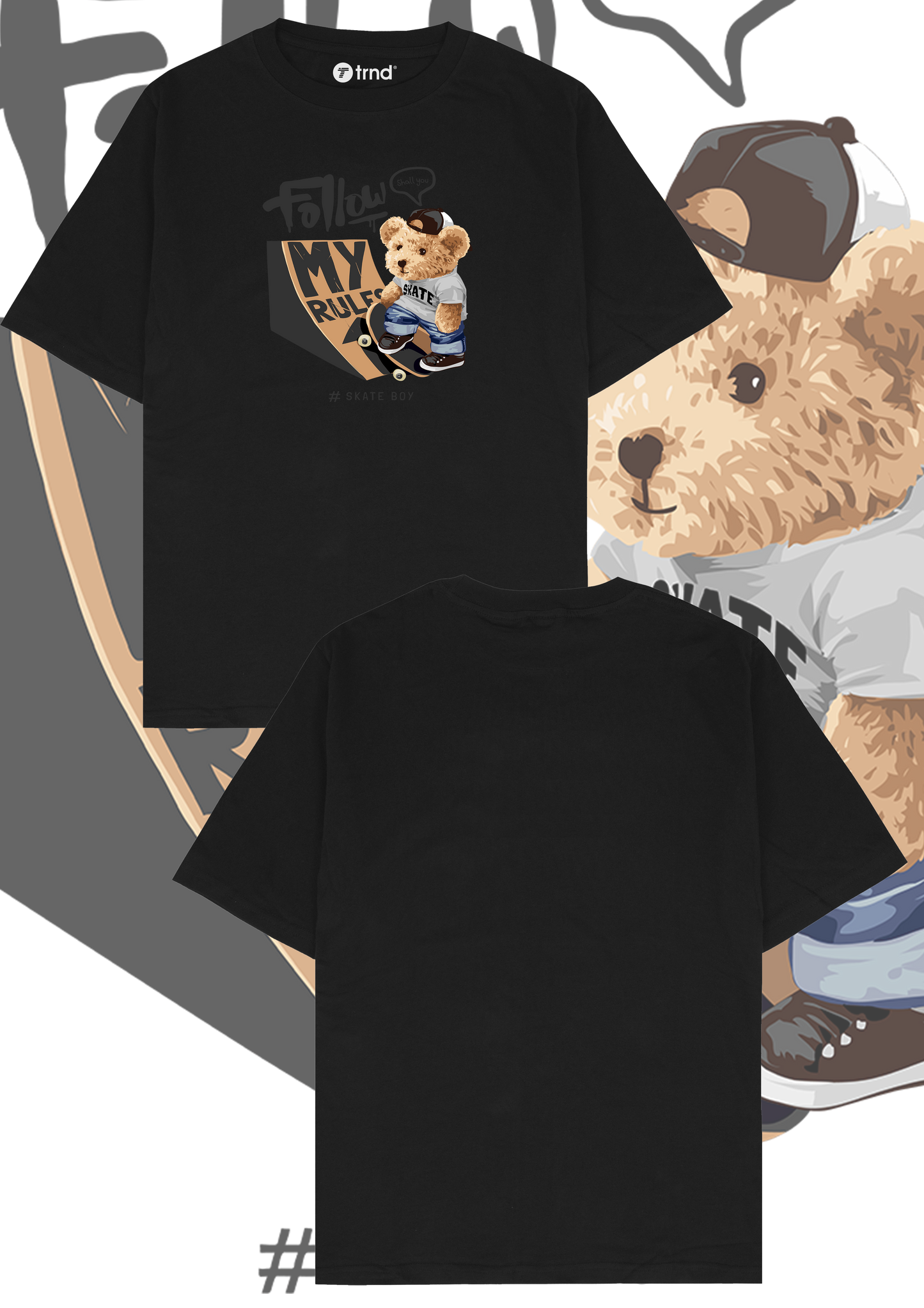 Follow My Rules Skate Boy Urban Bear By TRND